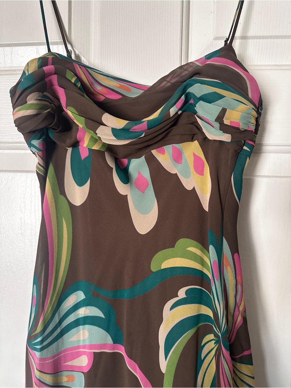 Vintage BCBG Max Azria 100% Silk Bias Cut Botanical Maxi Dress | Size 2 | Y2K - Picture 4 of 8